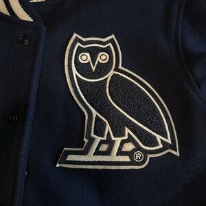 OVO October's Very Own Owl Varsity Jacket Size Medium Blue/White